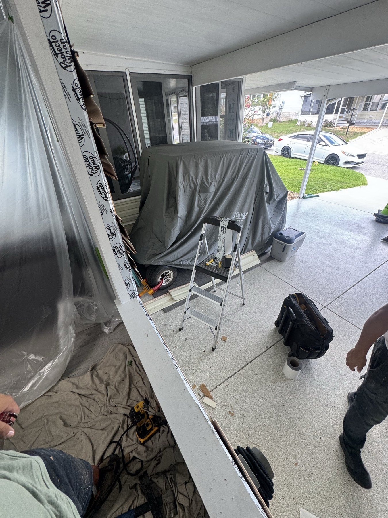 Arched custom impact window installation