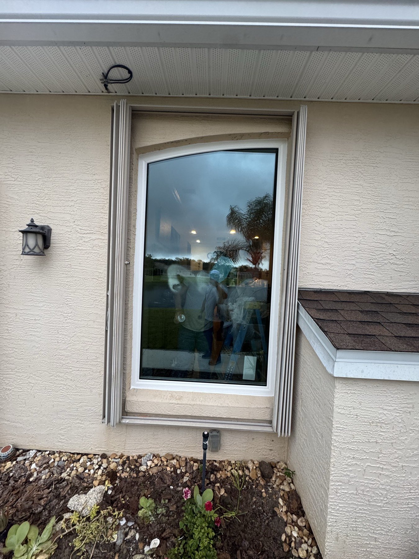 Custom arch window interior view with natural light